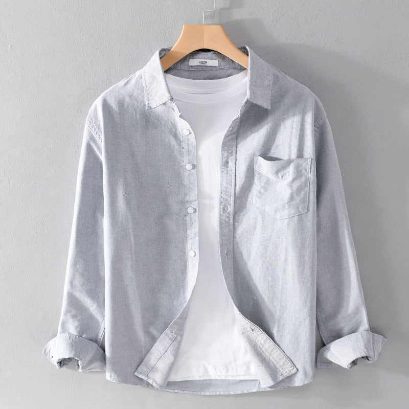 Men's Casual Cotton Layering Overshirt with Kent Collar, Chest Pocket, and Soft Twill Finish Mune Fashion