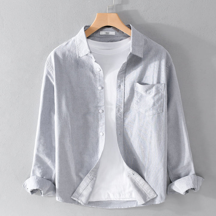 Men's Casual Cotton Layering Overshirt with Kent Collar, Chest Pocket, and Soft Twill Finish Mune Fashion