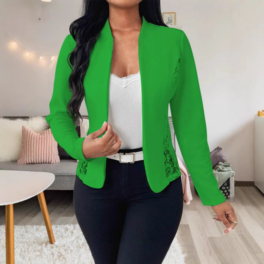 Women's Elegant Blazer Jacket with Lace Accents Mune