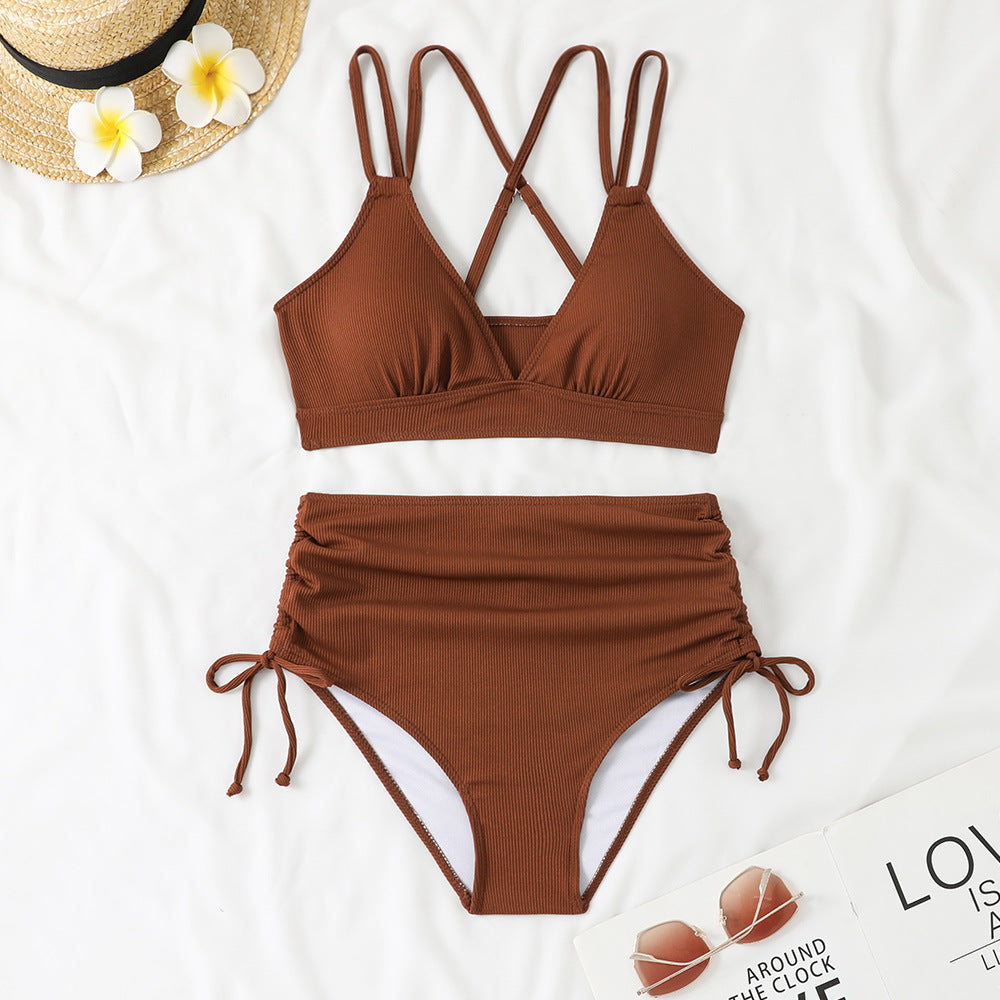 Women's bikini set with adjustable cross straps and high-cut briefs Mune Fashion