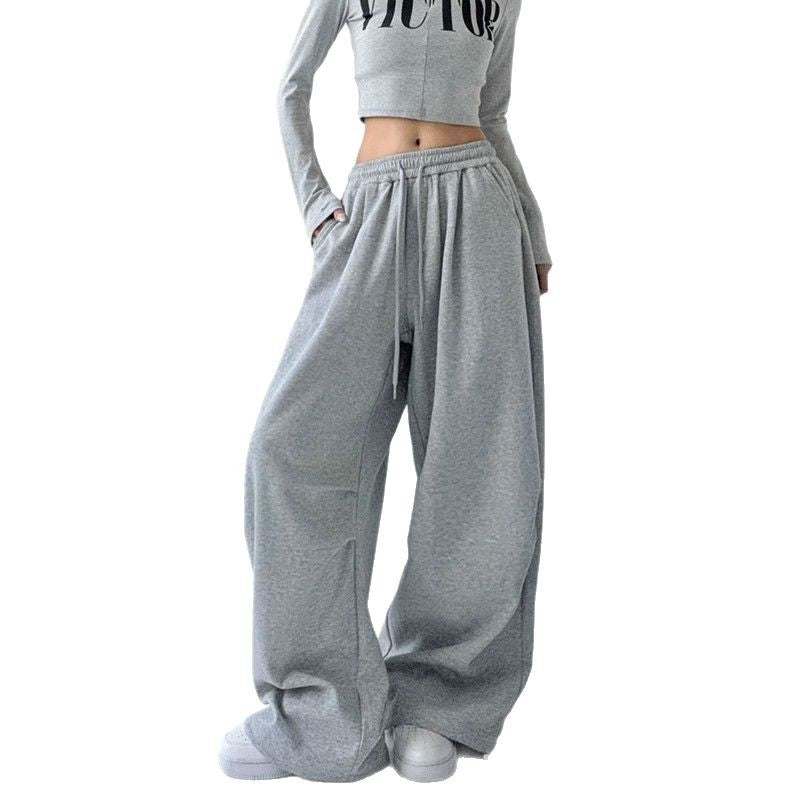 Women wide jogging pants with extra wide leg and drawstring waistband made of French Terry Mune Fashion