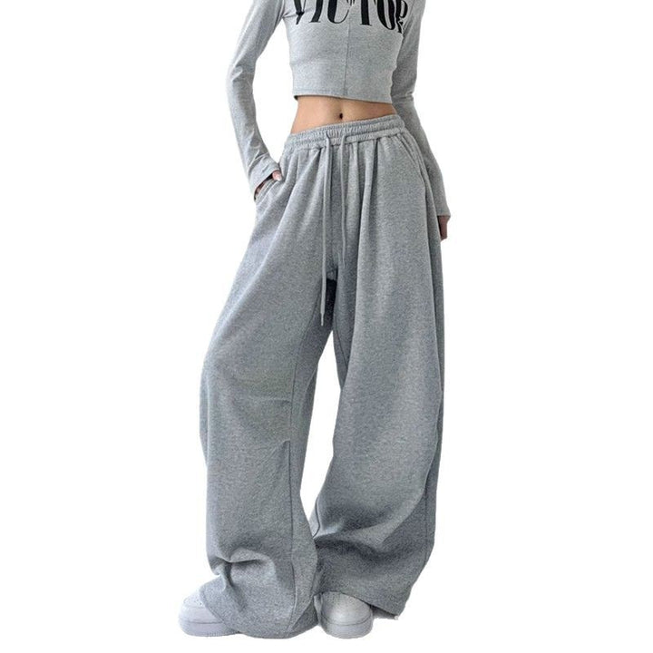 Women wide jogging pants with extra wide leg and drawstring waistband made of French Terry Mune Fashion