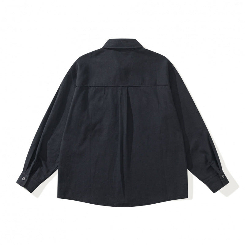 Unisex Boxy Overshirt Jacket in Utility Style with Patch Flap Pockets and Shirt Collar Mune Fashion