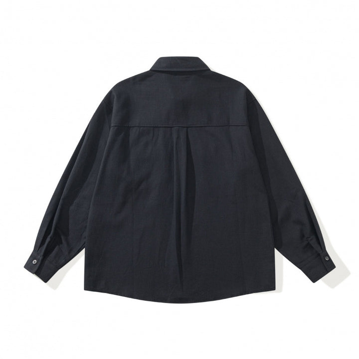 Unisex Boxy Overshirt Jacket in Utility Style with Patch Flap Pockets and Shirt Collar Mune Fashion