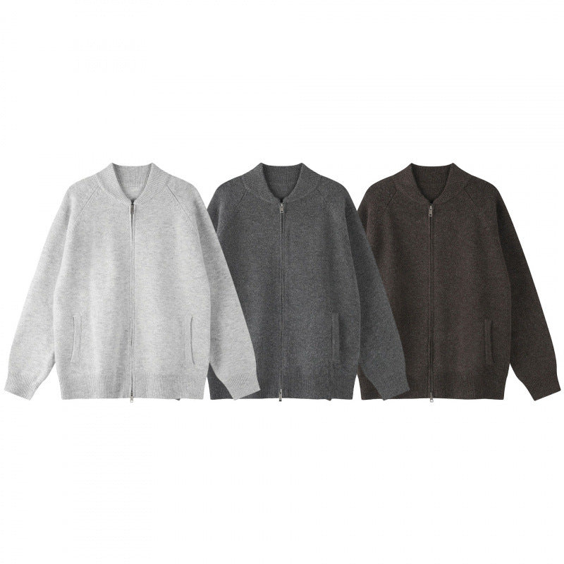 Unisex locker-cut fine-knit zip jacket with two-way zipper and ribbed cuffs Mune Fashion