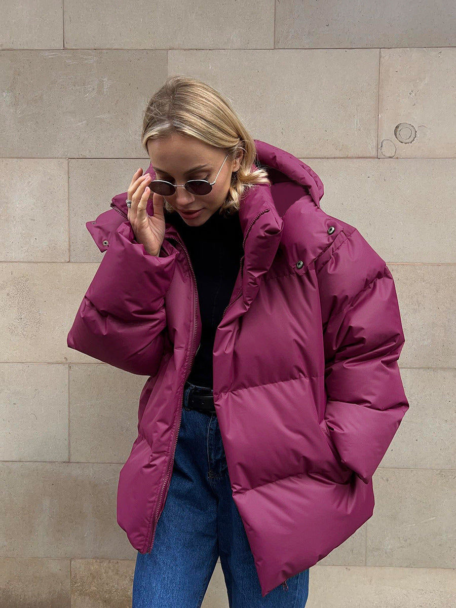 Women's Oversized Quilted Jacket with Hood and Padded Thermal Filling Mune Fashion