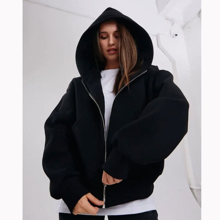 Women’s extra-wide cut zip hoodie with reinforced hood, flat seams, and soft fleece lining Mune Fashion