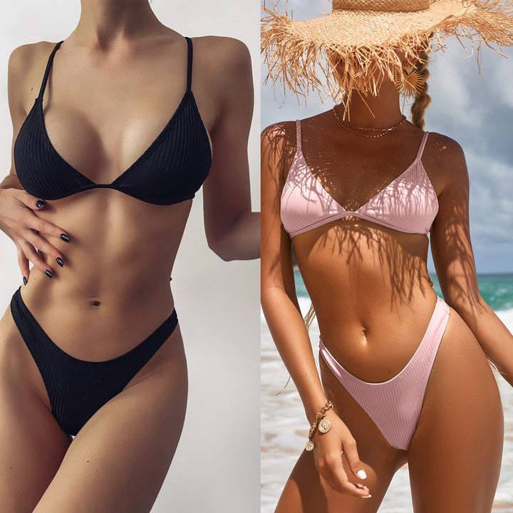 Women's Triangle Bikini with High-Quality Ribbed Texture Mune Fashion