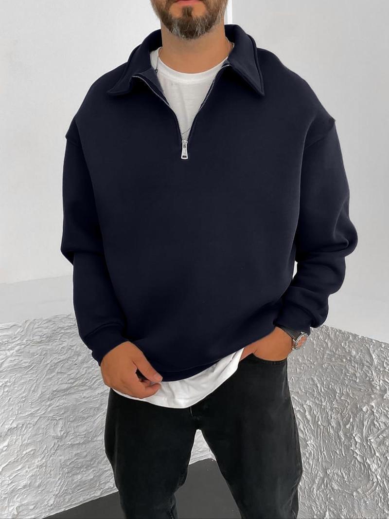 Men's Oversize Half-Zip Sweatshirt with Stand-Up Collar Mune Fashion