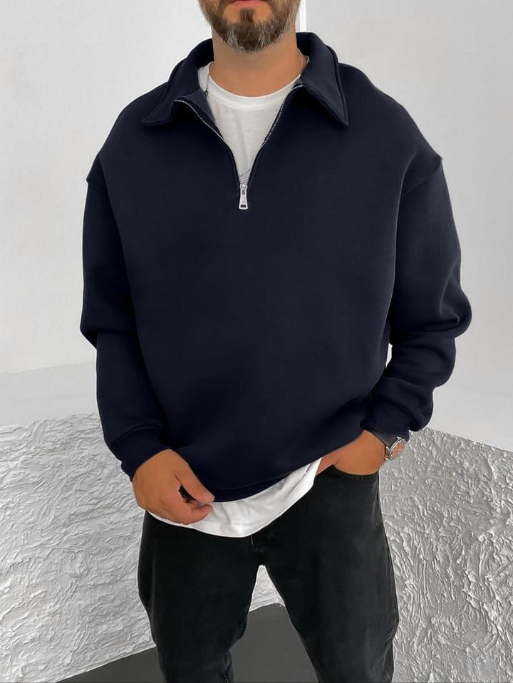 Men's Oversize Half-Zip Sweatshirt with Stand-Up Collar Mune Fashion
