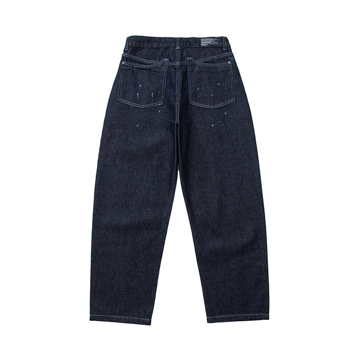Men's Relaxed-Tapered Denim Pants with Color Splash Detail and High Waist Mune Fashion