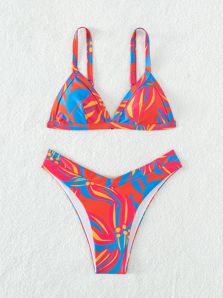Women's triangle bikini with floral pattern and high-cut briefs Mune Fashion