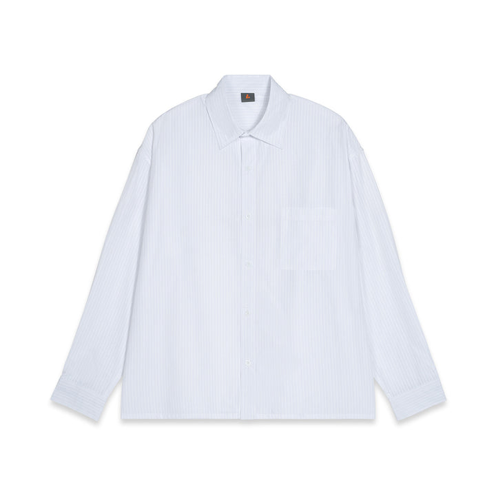 Men's Oversized Poplin Shirt with Drop Shoulder, Chest Pocket and Fine Pinstripes Mune Fashion