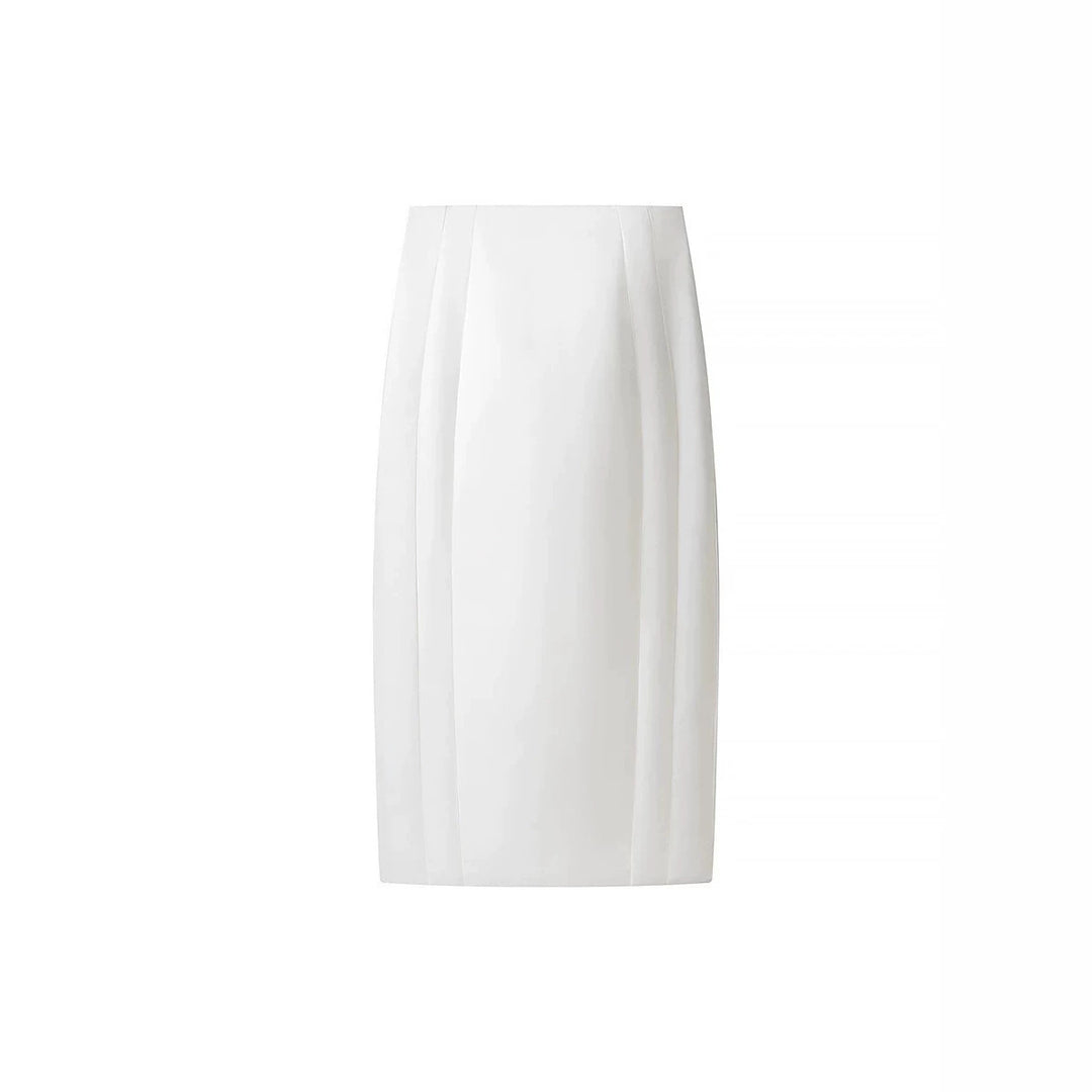 Women's Tailored Midi Skirt Pencil Shape with Vertical Darts Mune Fashion