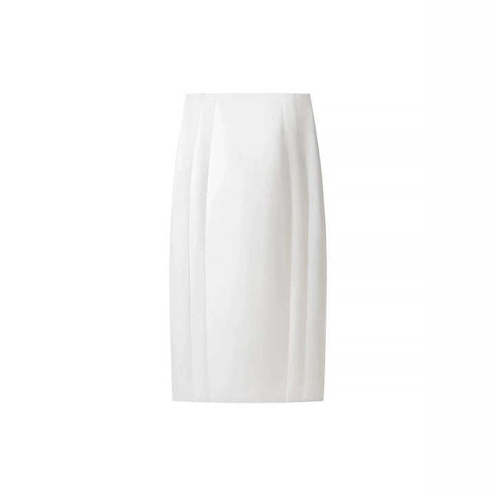 Women's Tailored Midi Skirt Pencil Shape with Vertical Darts Mune Fashion