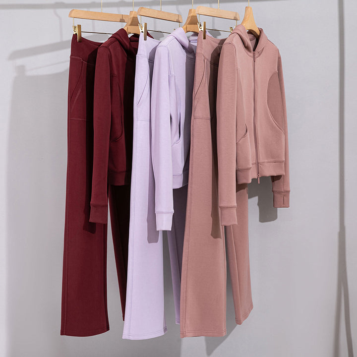 Women's Wide Cotton Terry Lounge Pants with High Waist and Drawstring Mune Fashion