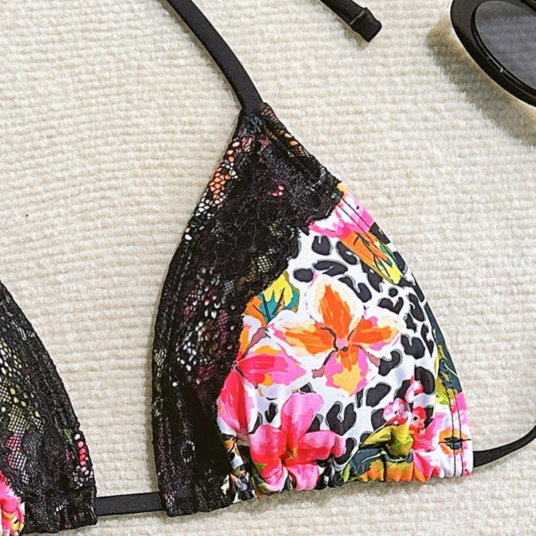 Ladies triangle bikini with lace embellishments Mune Fashion