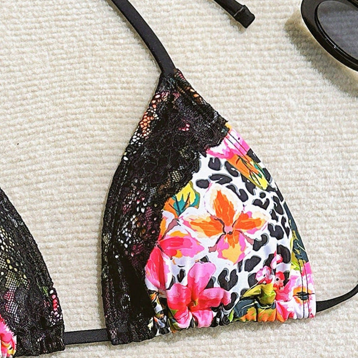 Ladies triangle bikini with lace embellishments Mune Fashion