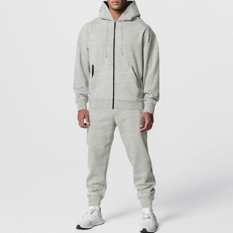 Men's urban zip hoodie with kangaroo pocket and tapered joggers set Mune Fashion