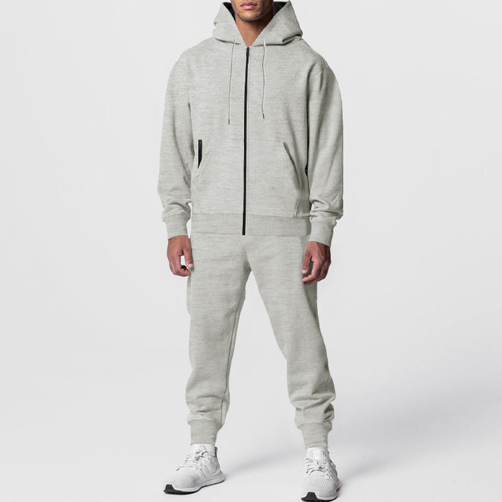 Men's urban zip hoodie with kangaroo pocket and tapered joggers set Mune Fashion