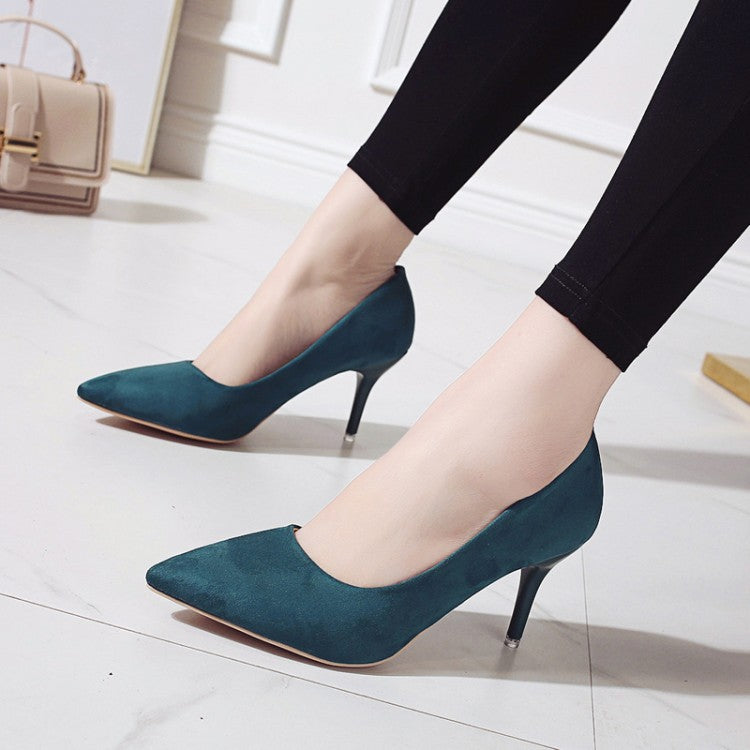 Ladies pointed court pumps with slim stiletto heel and padded comfort insole Mune Fashion