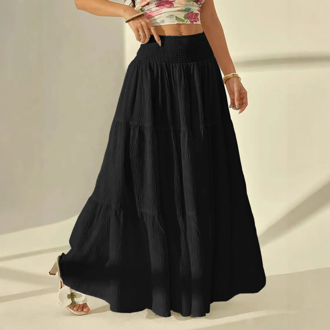 Women's unrefined maxi skirt with tiered ruffles and smocked waistband Mune Fashion