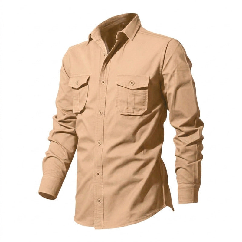 Men's nan legeres cotton twill shirt with patch breast pockets and kent collar Mune Fashion