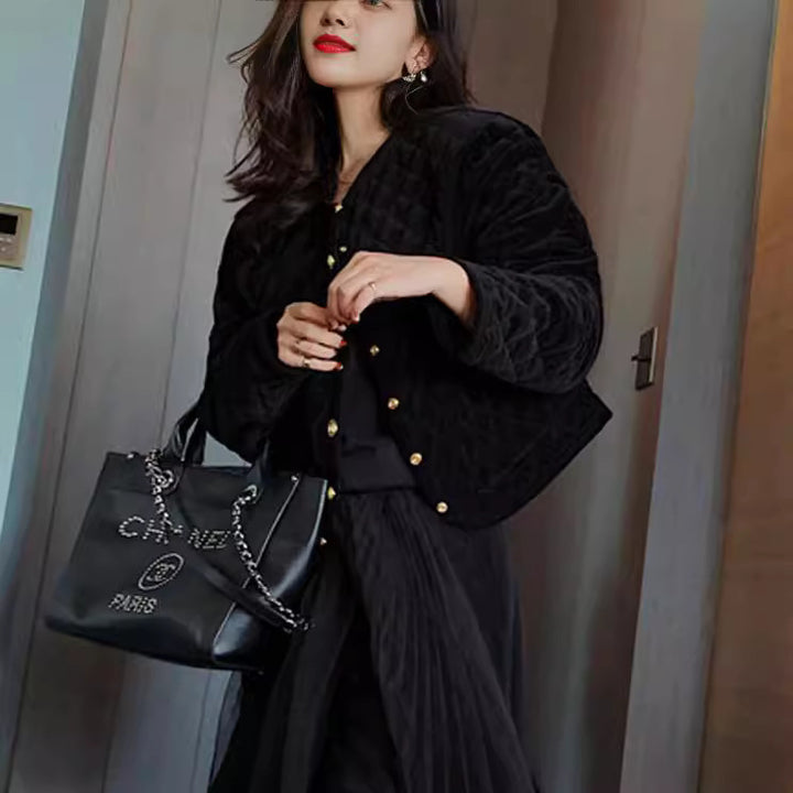 Women Patterned Quilted Jacket Mune Fashion