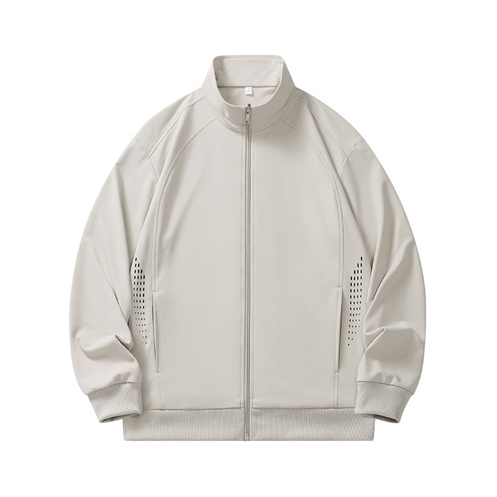 Men's lightweight windproof zip training jacket with stand-up collar, raglan sleeves and side reflective points Mune Fashion