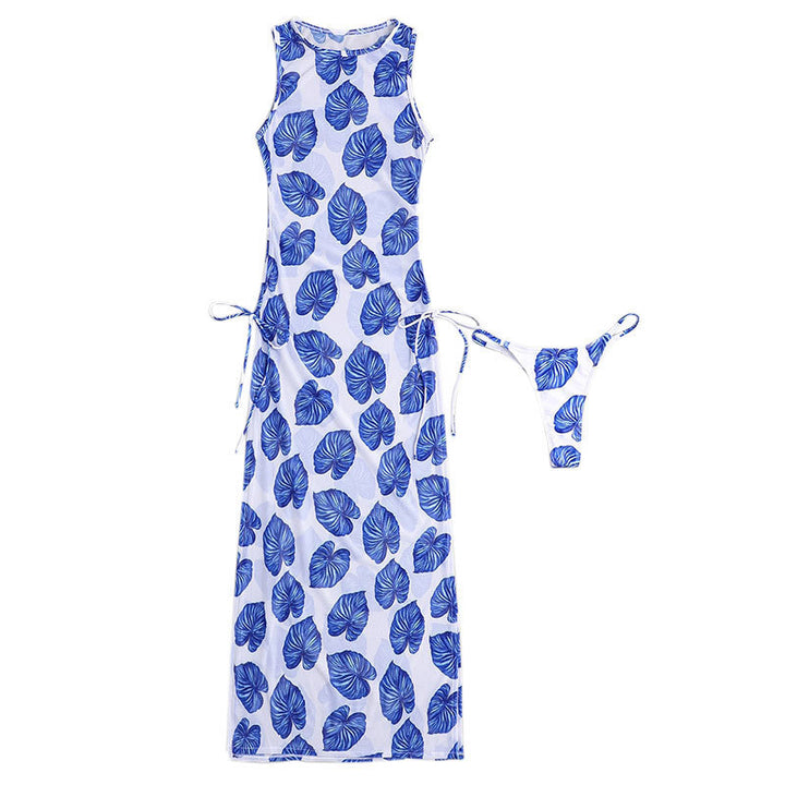 Women's maxi dress with floral print and adjustable tie straps Mune Fashion