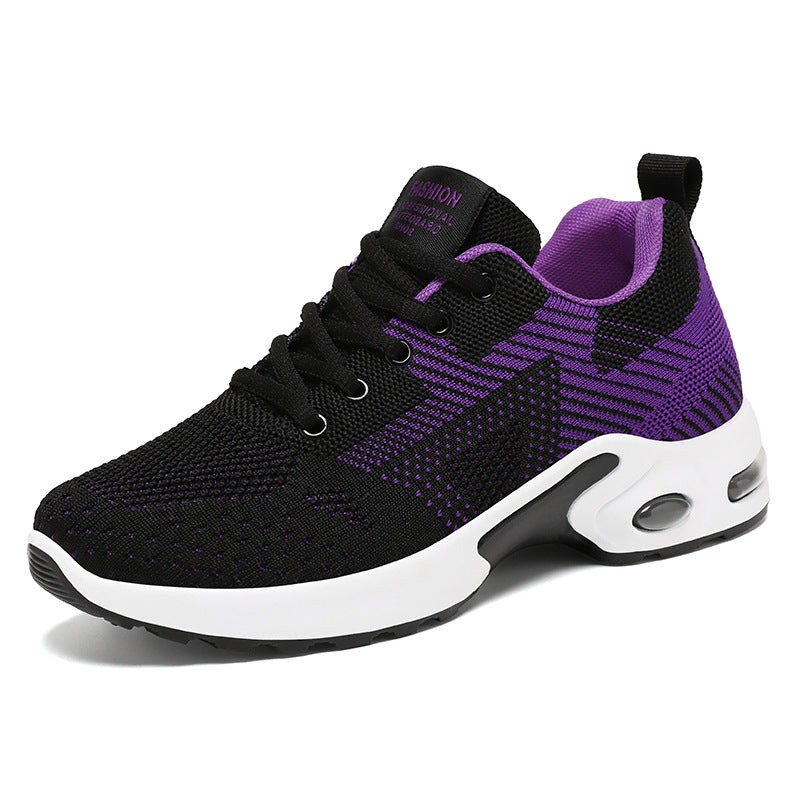 Women's sporty knit sneakers with shock-absorbing air unit, ergonomic comfort sole, and elastic lacing Mune Fashion