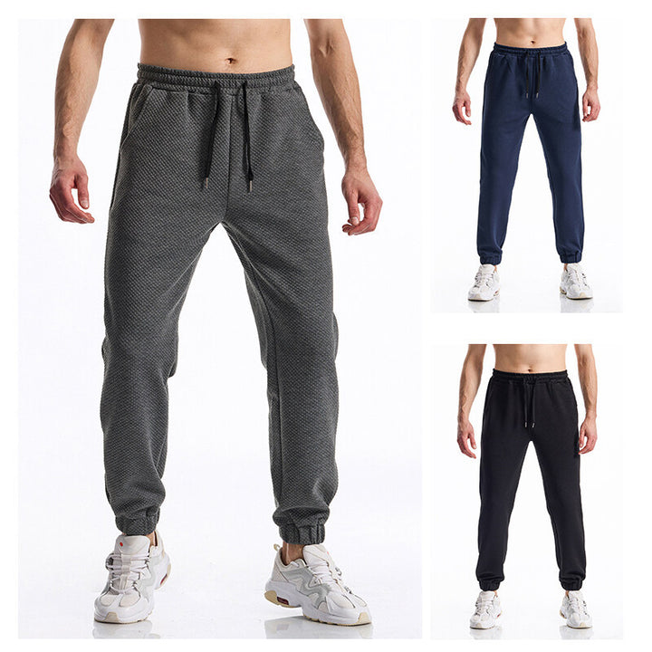 Men's Textured Jogging Pants with Elastic Waistband, Drawstring, and Cuffed Hem Mune Fashion