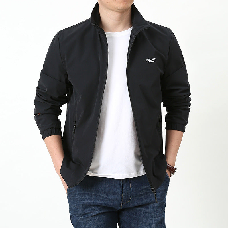 Men's lightweight zip transition jacket with high stand-up collar and zippered pockets Mune Fashion