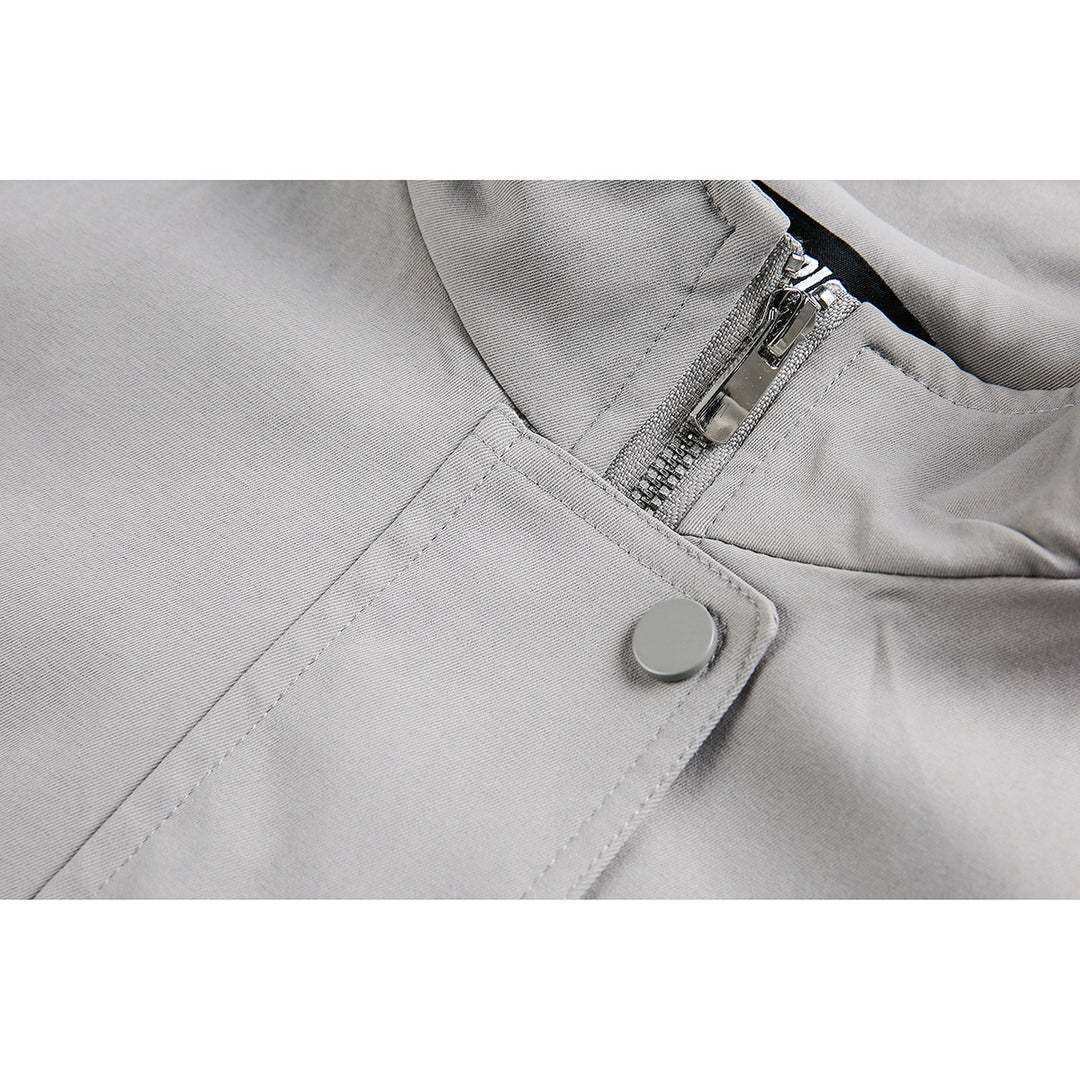 Unisex Short Cut Minimalist Boxy Jacket with High Funnel Neck and Concealed Front Placket Mune Fashion