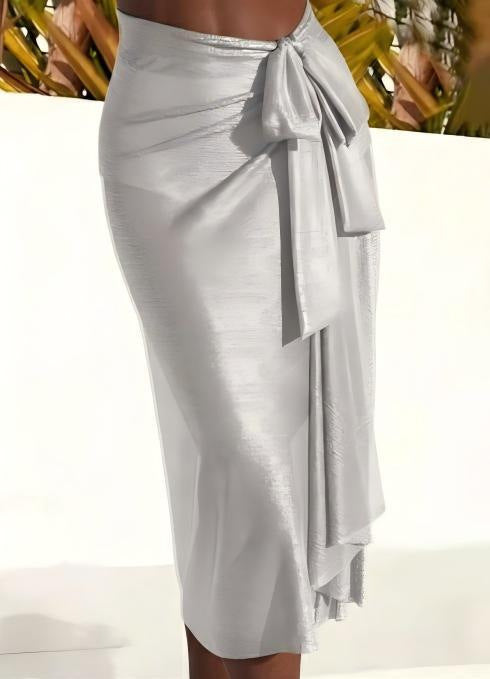 Women’s Wrap Skirt with Elegant Bow Appliqué Mune Fashion