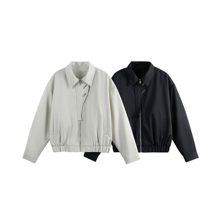 Unisex Lightweight Blouson with Lapel Collar, Hidden Zipper and Elastic Hem Mune Fashion