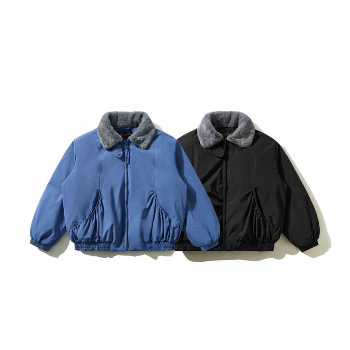 Men's short-cut quilted bomber jacket with fixed faux fur collar and tailored hem Mune Fashion