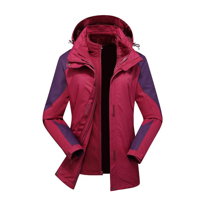 Ladies Modular Softshell Rain Jacket with Removable Fleece Inner Jacket and Adjustable Hood Mune Fashion