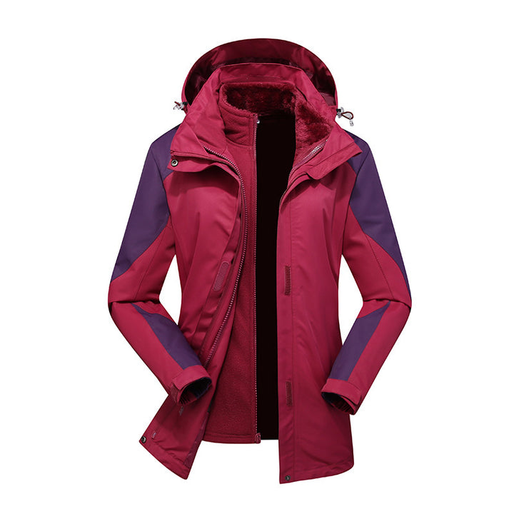 Ladies Modular Softshell Rain Jacket with Removable Fleece Inner Jacket and Adjustable Hood Mune Fashion
