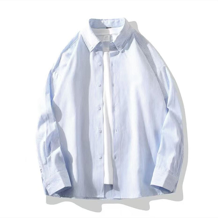 Men's Oversize Button-Down Shirt made of cotton blend with fine pinstripes Mune Fashion