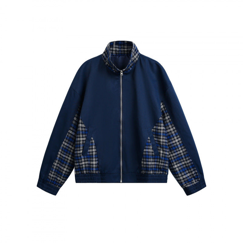 Men's lightly padded bomber jacket with check inserts and stand-up collar Mune Fashion