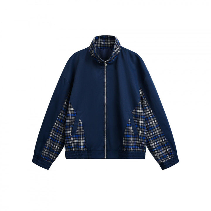 Men's lightly padded bomber jacket with check inserts and stand-up collar Mune Fashion