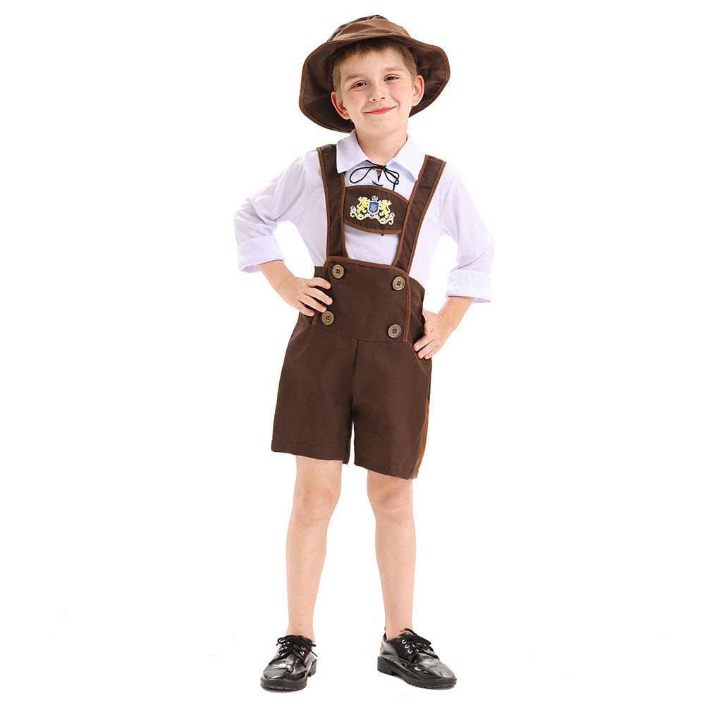 Men's traditional children's lederhosen set with adjustable suspenders and trachten hat Mune Fashion