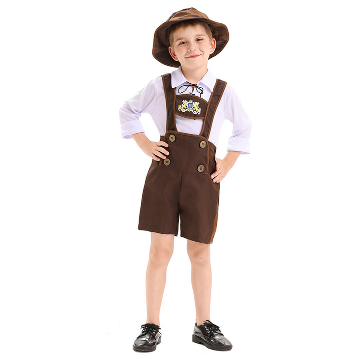 Men's traditional children's lederhosen set with adjustable suspenders and trachten hat Mune Fashion