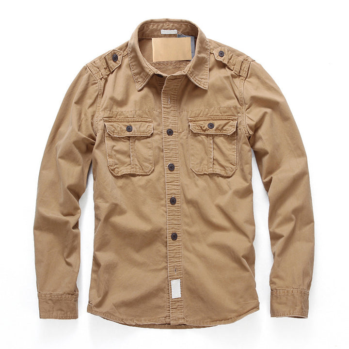 Men's Cotton Field Shirt with Chest Pockets and Shoulder Epaulettes Mune Fashion