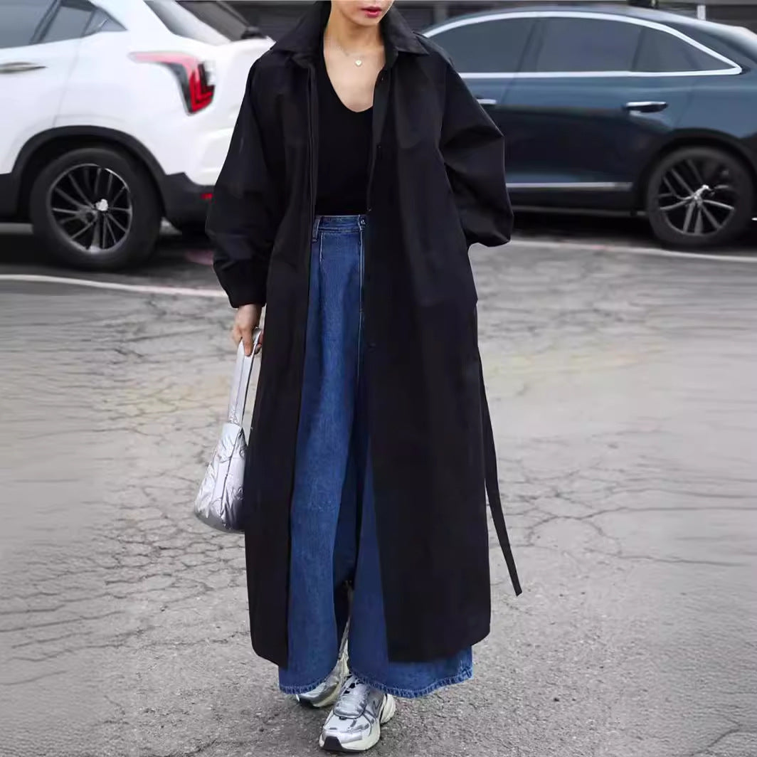 Women's Maxi Long Oversized Coat with High Standing Collar, Gathered Back Yoke and Boxy Silhouette Mune Fashion
