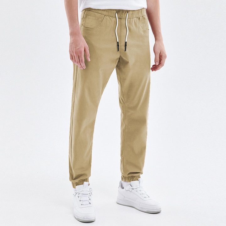 Men's Lightweight Cotton Jogging Pants with Drawstring, Elastic Cuffs and Slanted Pockets Mune Fashion