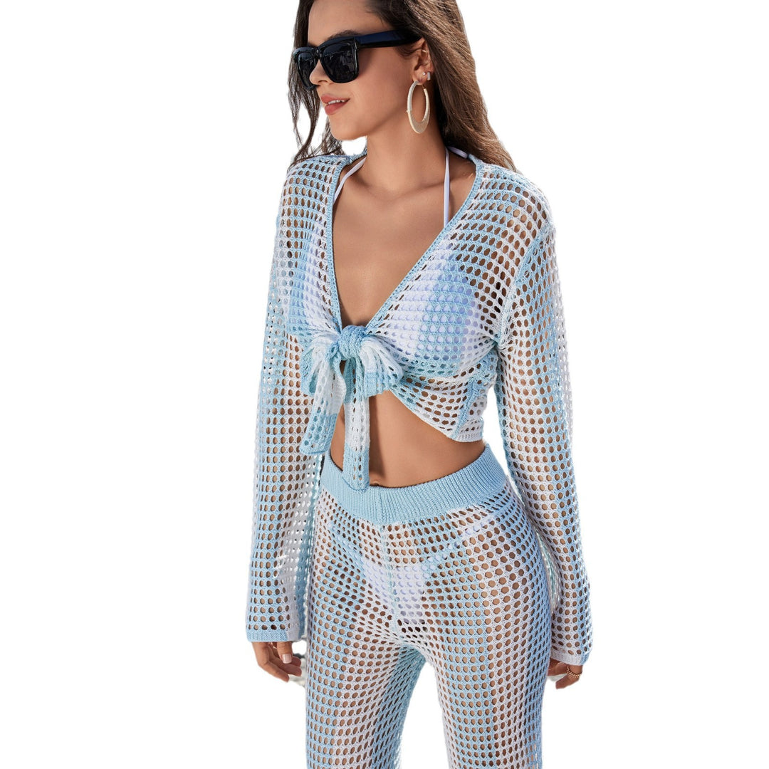 Ladies airy mesh top and high-waist pants Mune Fashion