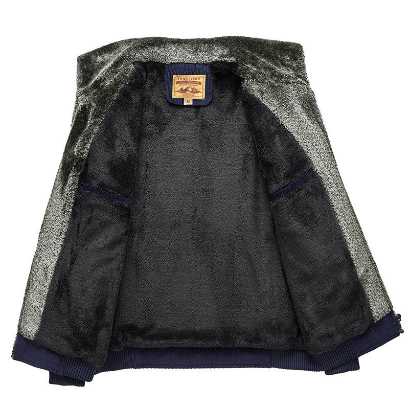 Men's corduroy cardigan with warm teddy fleece lining and badge details Mune Fashion