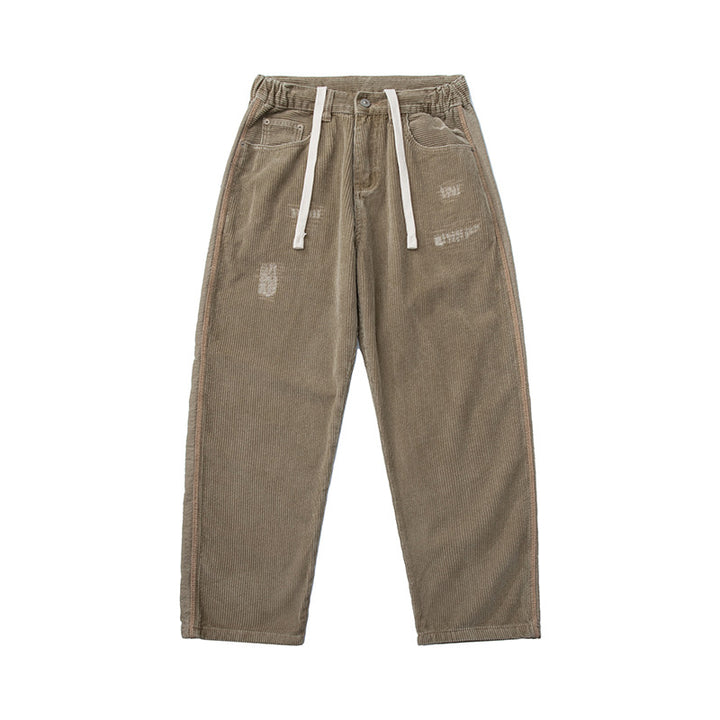Men's corduroy pants in relaxed fit with elastic drawstring waistband and used details Mune Fashion
